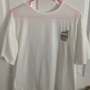 YESSTYLE kawaii embroidered banana milk oversized tee✨